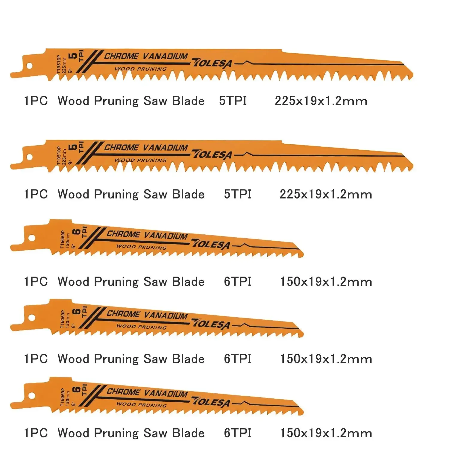 TOLESA 왕복 바이메탈 톱날, 목재 가지치기, PVC 절단, 중금속 절단, 창문 문짝 금속 튜브 시트, 10 개