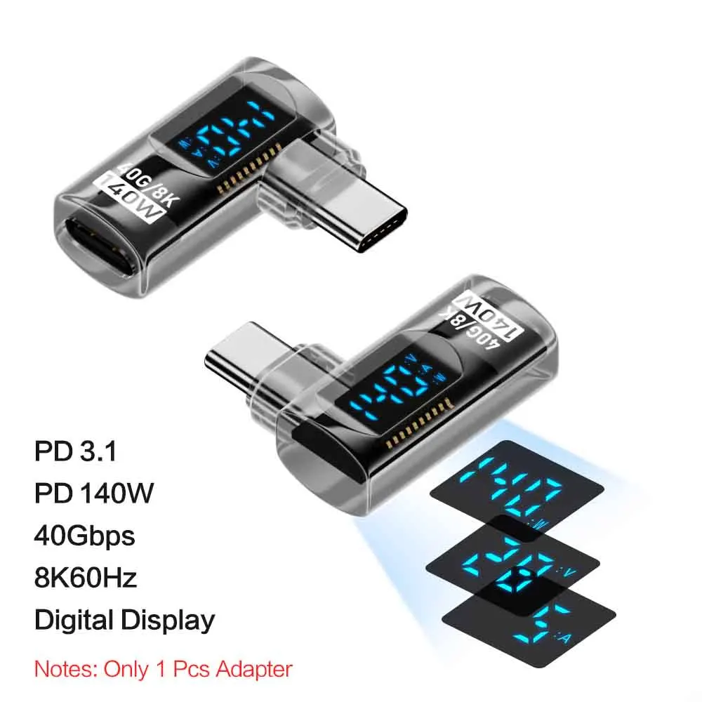 USB 4 نوع C محول 40Gbps 140 واط 90 درجة USB C محول...