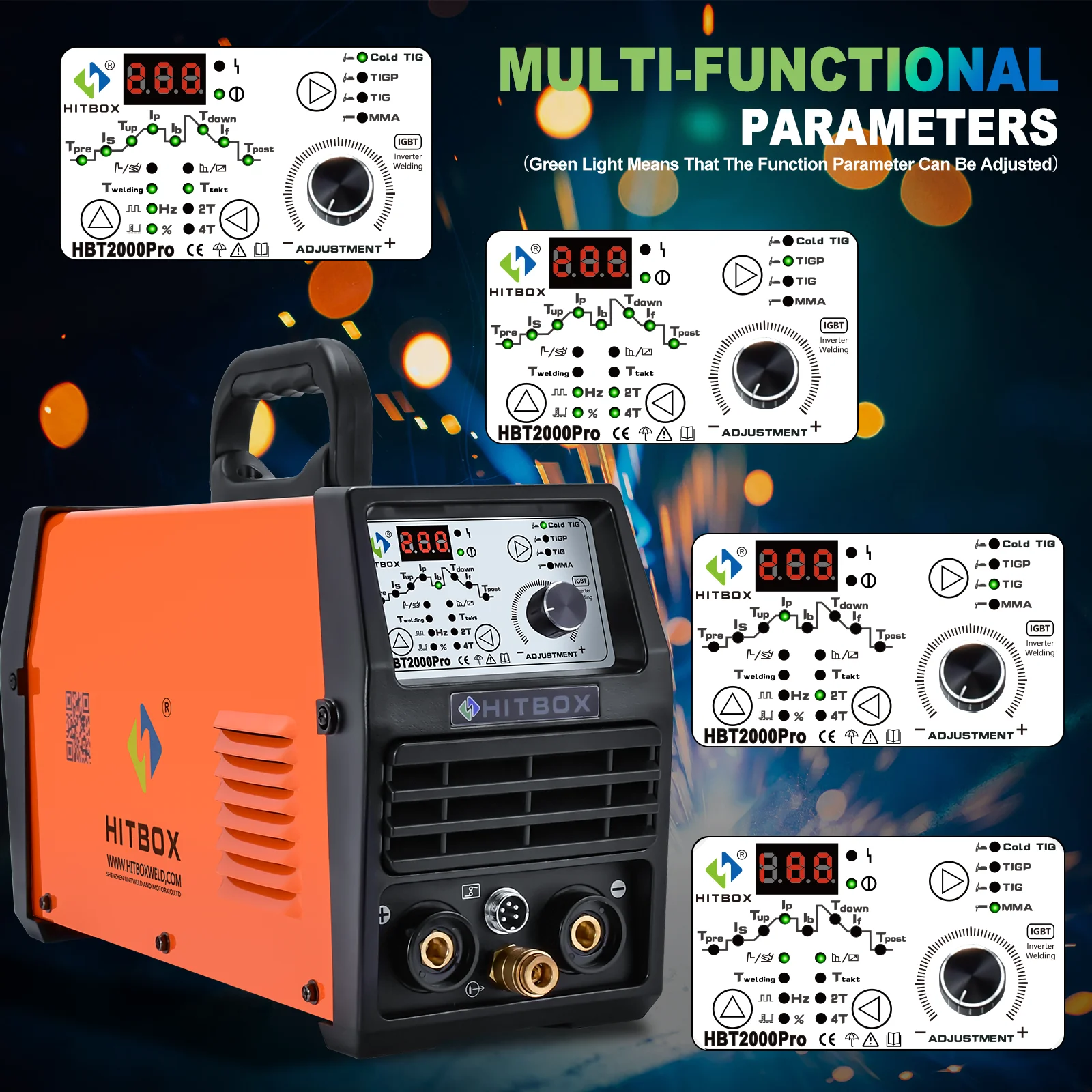 HITBOX 4 In 4TIG Welding Machine HBT2000Pro HF TIG Spot 145A Pulse 1-900ms Adjustment TIG ARC Stick Welder Soldadora TIG Welder 3