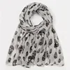 Supply European and American Style Skull Printing Large Size Silk Scarf Sunscreen Shawl 1