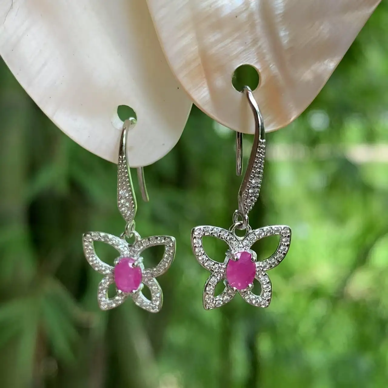 Natural Ruby Hoop Earrings For Women Stainless Steel Earrings Simple Fine Jewelry Stone Gemstone Classic Style Gift