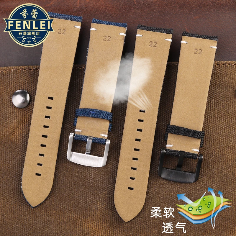 Premium Nylon Men's Watchband - Canvas Leather Strap 22mm