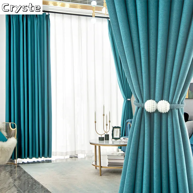 

Modern Curtains for Living Dining Room Bedroom Custom Pure Color Splicing Blackout Hotel Window Curtains Shading Home Decoration