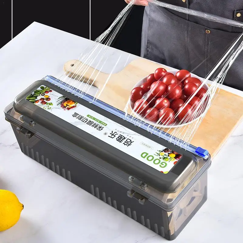 Plastic Wrap Cutter Food Film Dispenser Cling Film Cutter Cling Wrap Dispenser Kitchen Wrap Dispenser Plastic Wrap Dispenser Food Preservation Film Cutter Plastic Packaging Dispenser Storage Box Aluminum Foil Stretch Film Cutter Storage Box