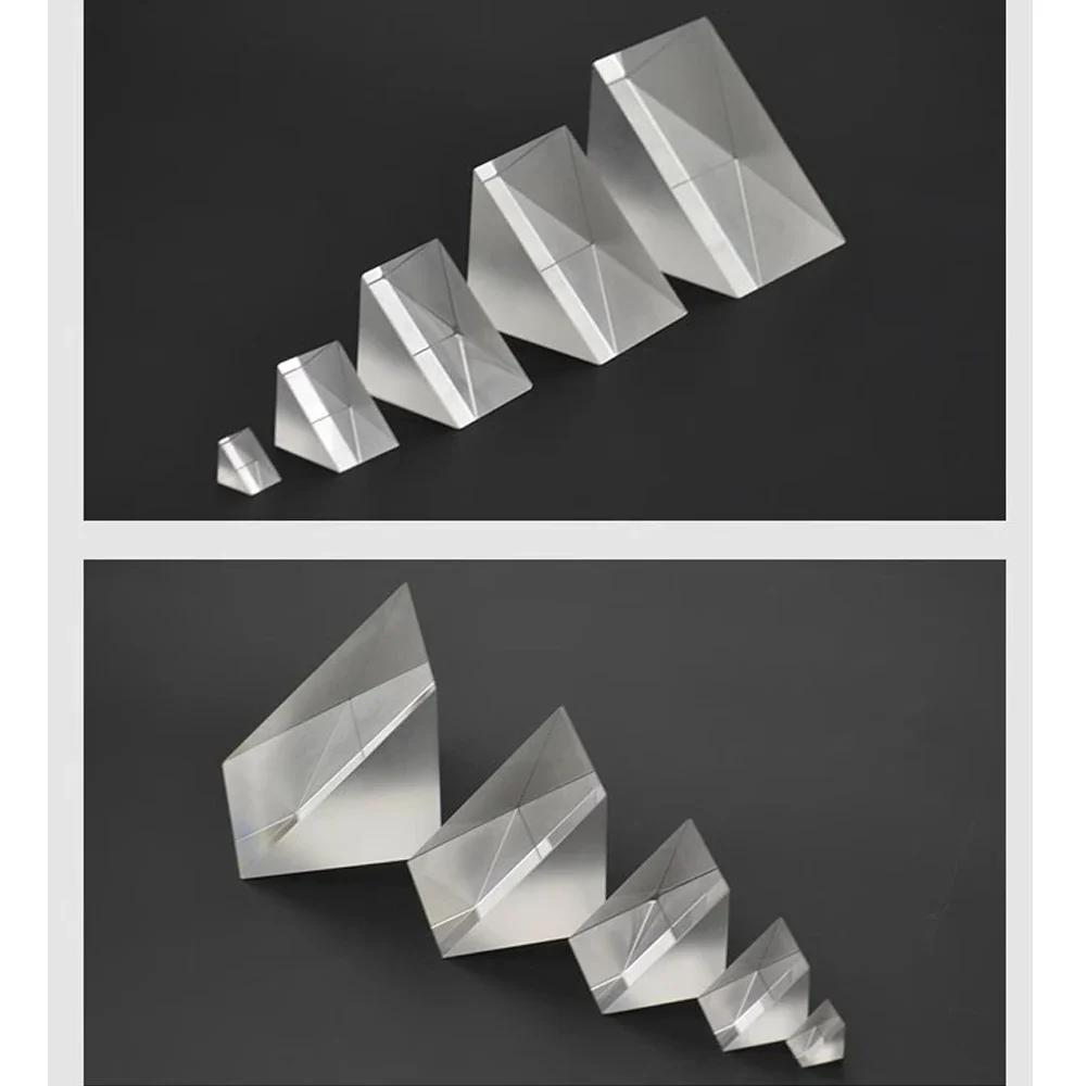 9 15 20 30 10x10x10 MM K9 Optical Glass Right Angle Triangle Isosceles Prism 90 Degree 180 Degree Turning Prisms Ray Refraction