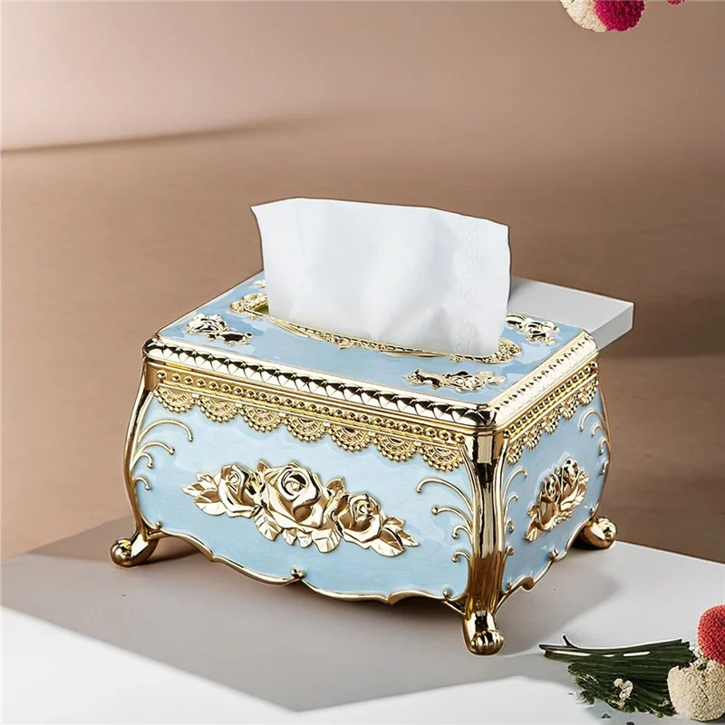 1Pcs gold storage tissue box Nordic style light luxury gilded decorative storage box suitable for living room/bathroom cabinets 3