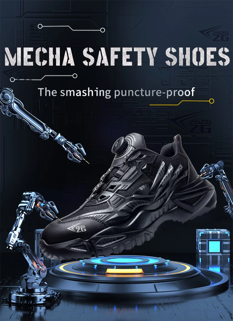 High-quality Safety Shoes Men Steel Wire Rotary Buckle Work Sneakers Indestructible Shoes Anti-smash Anti-puncture Work Shoes