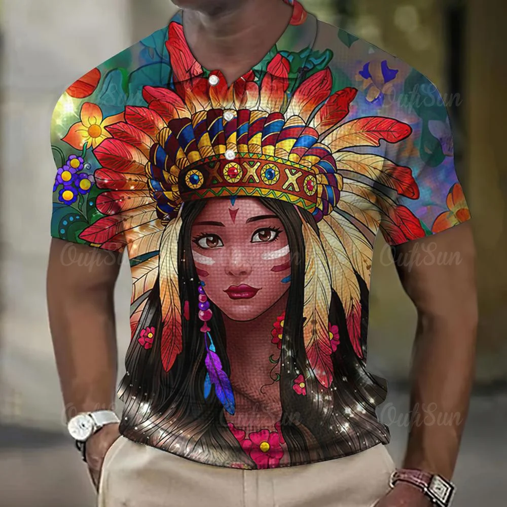 Garota indiana 3D masculina com estampa manga curta polo vintage, tops de  rua extragrandes, roupas casuais, alta qualidade, verão - AliExpress, image size:1000x1000