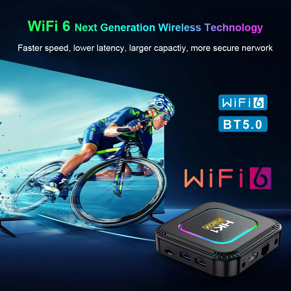 TV Box Android HK1 RBOX K8 Android 13 RGB Light 4GB 128GB RK3528 WiFi6 Dual Wifi6 Youtube Netflix 8K Media Player TV Receive
