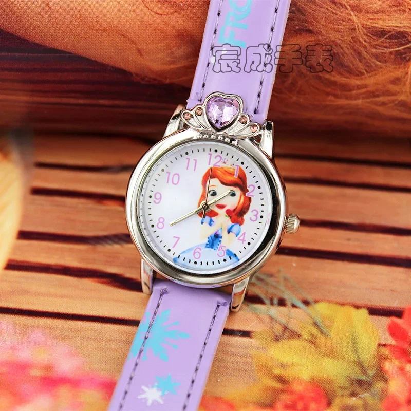 Nový mražený luxusní dívčí hodinky móda diamant koruna kreslený childrens hodinky pro ženy dívčí děti křemen náramkové hodinky sofie hodiny