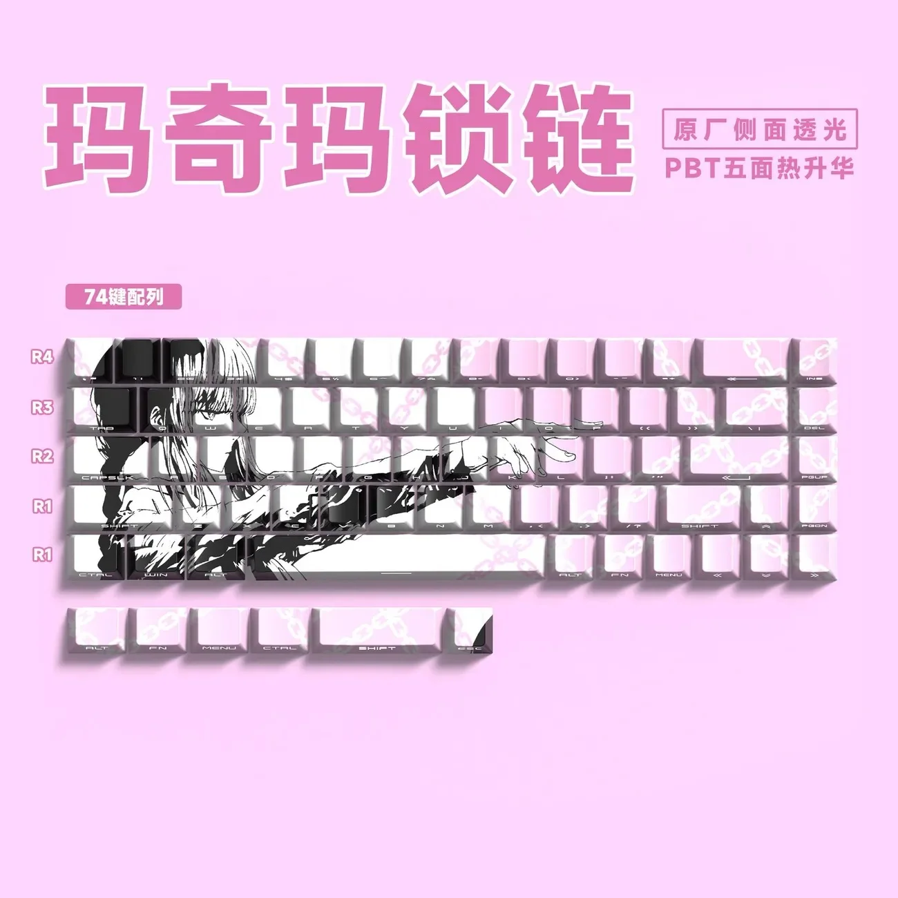 Makima Anime-Inspired 129-Key PBT Dye-Sub Keycap Set