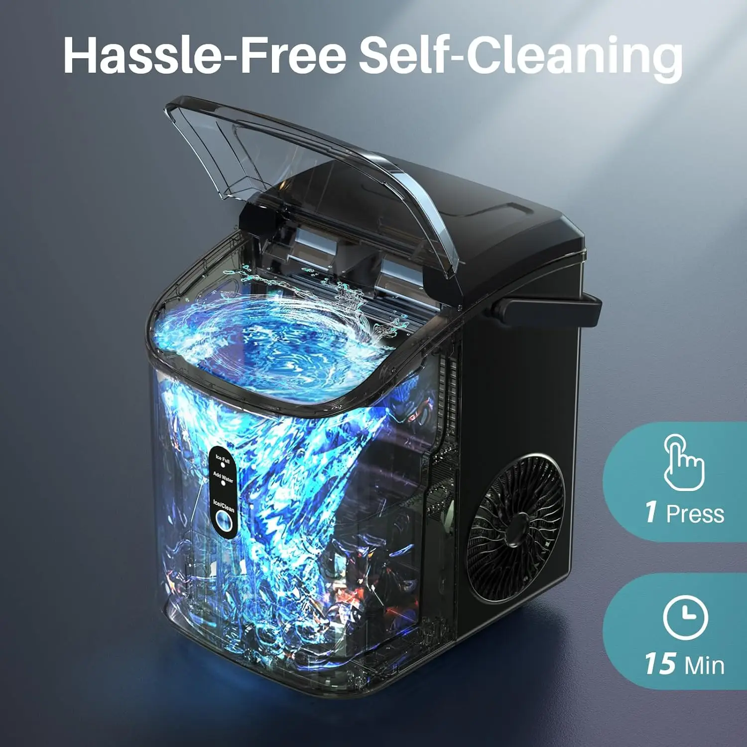 Ice Maker Countertop Self-Cleaning One-Click Operation Portable Nugget Ice Machine for Home Office Kitchen