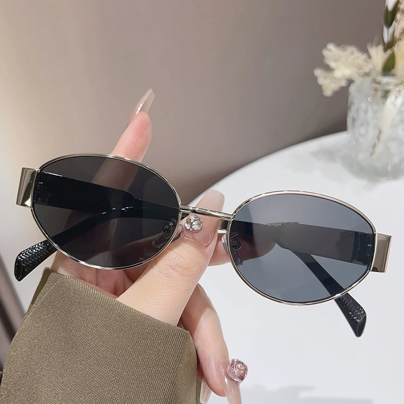 2024 Luxury Designer Trendy Oval Sunglasses with Metal Frame - Classic Vintage Shades