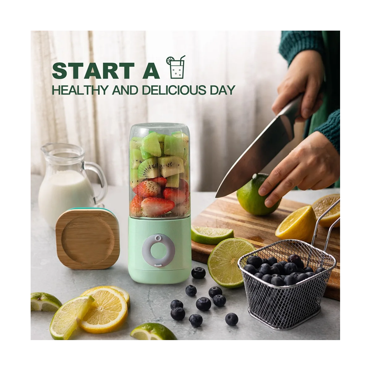 

500ML Portable Blender 6 Cutter Mini Juicer USB Electric Blender Fruit Juicer for Fruit and Vegetables Juicer Machine-A