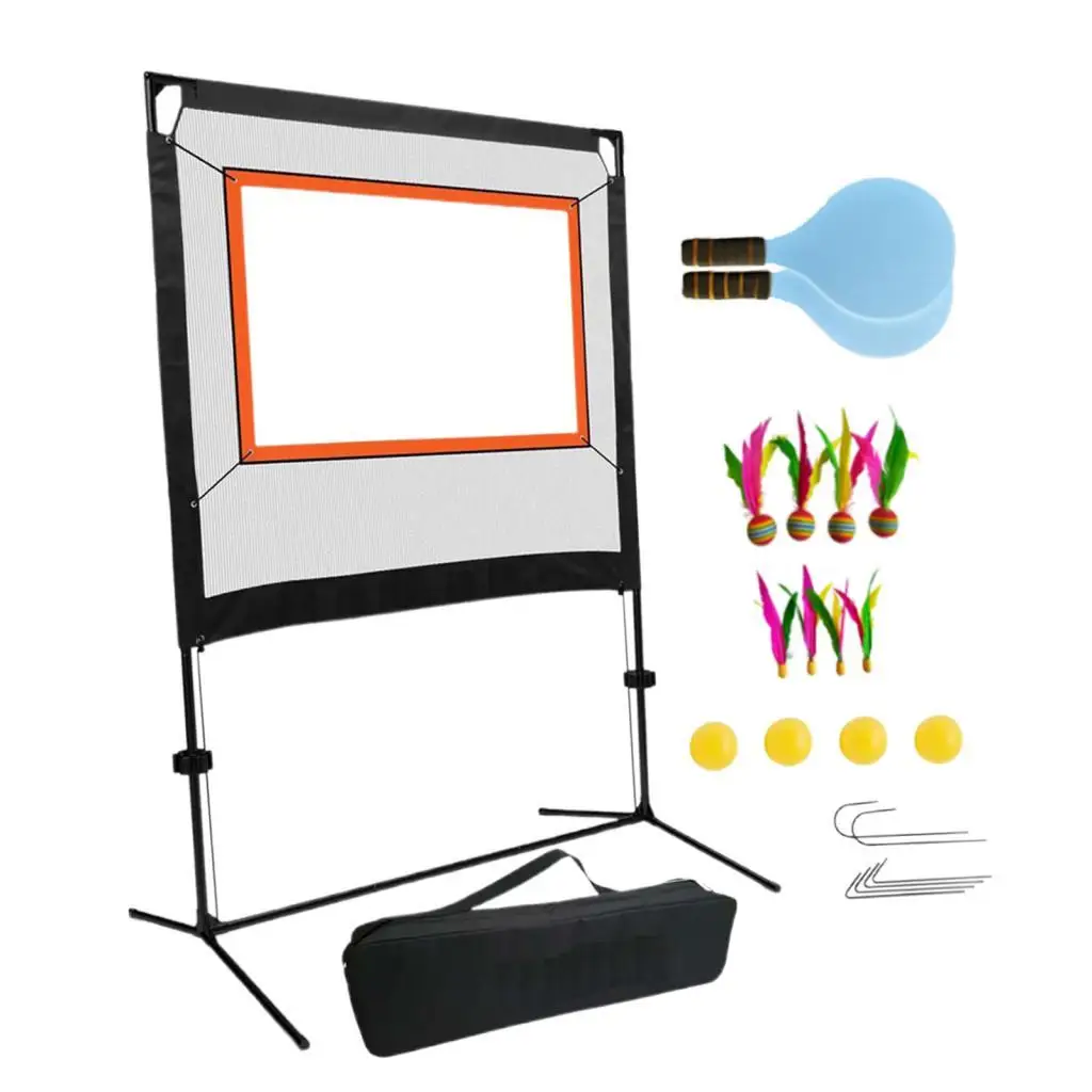 Badminton Net with Rackets with Stand Convenient Versatile with Shuttlecocks Sports Net for Games Court Outdoor Backyard Home