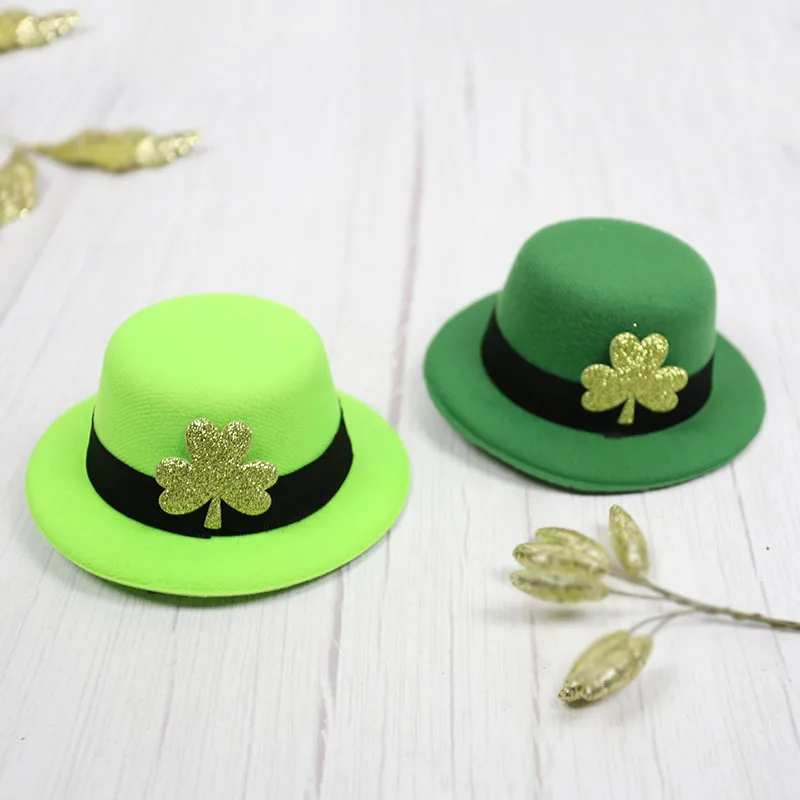 Saint Patricks Day Green Top Hat Holiday Green Cap Accessory For Irish Festival Party Dress-up Costume and Tree Topper Supplies