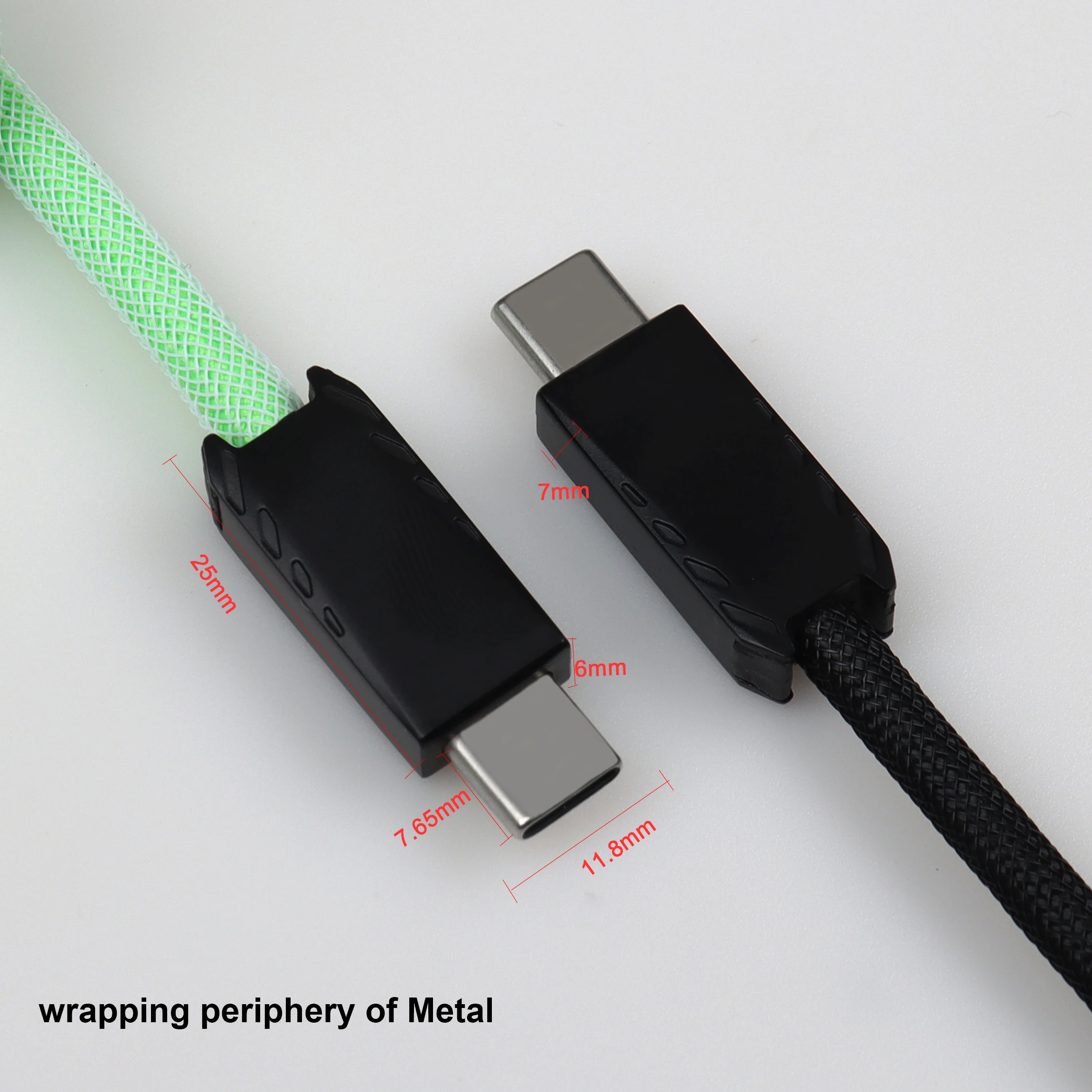 Cabo Enrolado Lano-tipo-c para Tipo-c Conector Piloto Destacável Bobina Personalizada Teclado Gamer - Imagem 3
