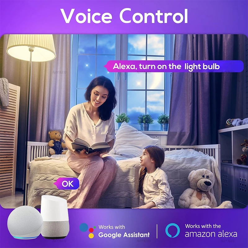 UK B22 베이스 투야 와이파이 스마트 전구 블루투스 램프, LED RGB 스마트 라이트, 220V 알렉사 구글 어시스턴트, 음성 제어 타이밍 앱 그룹