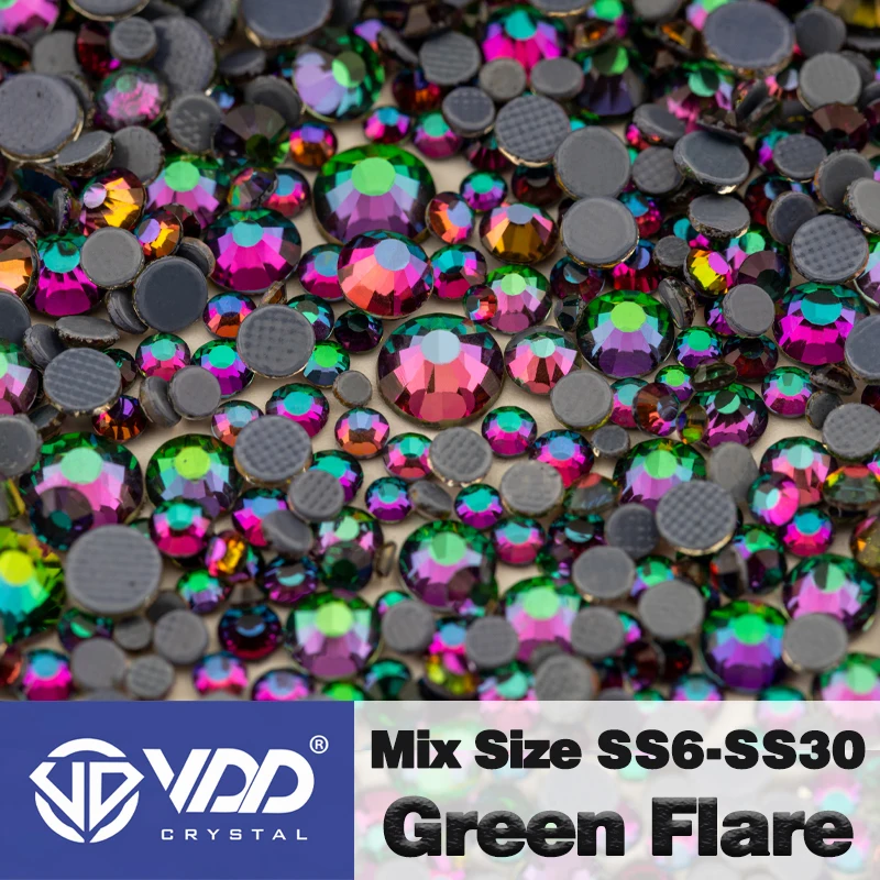VDD Großhandel SS6-SS30 Hotfix Mix Größe Glas Strass Kristall Flache Rückseite Hohe Qualität Strass Steine Für DIY Kleidung Zubehör – Detail 9
