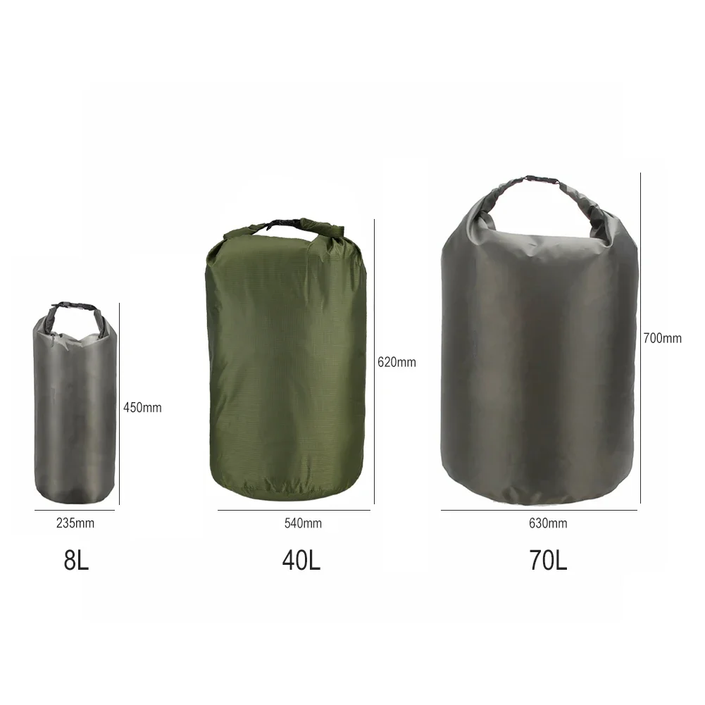 Outdoor Waterproof Dry Bag 8L 40L 70L Swimming Bucket River Trekking Rafting Kayaking Travel Storage