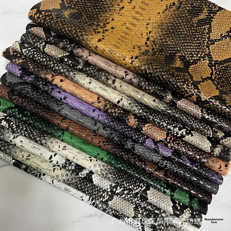 Decorative PU Leather Fabric Simulation Snake Skin Pattern Bag Gloves Belt Decoration Three-Dimensional Elastic Deformation