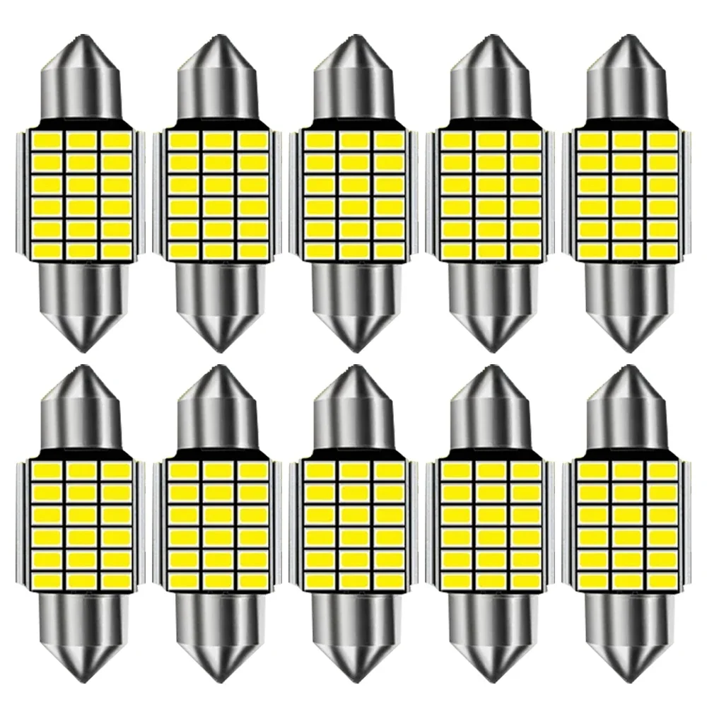 

10Pcs C5W C10W LED Bulbs Canbus Festoon-31MM 36MM 39MM 41MM Chip NO ERROR Car Interior Dome Light Reading Light 12V 6000k White