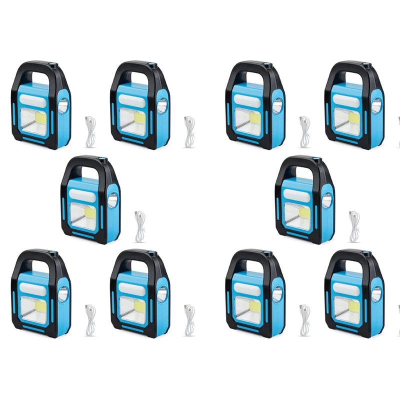

10x3 в 1 Солнечный USB Перезаряжаемый COB фонарь для кемпинга, водонепроницаемый фонарик для экстренных ситуаций