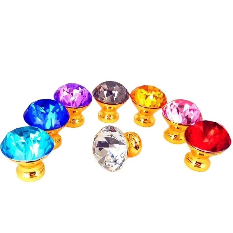 rodada diamante clear crystal glass porta puxar 01