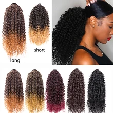 

Synthetic Afro Kinky Curly Ponytail Drawstring Chignon Hair Bun Postiche Coily Hair Extensions Short Hair Black Brown For Women