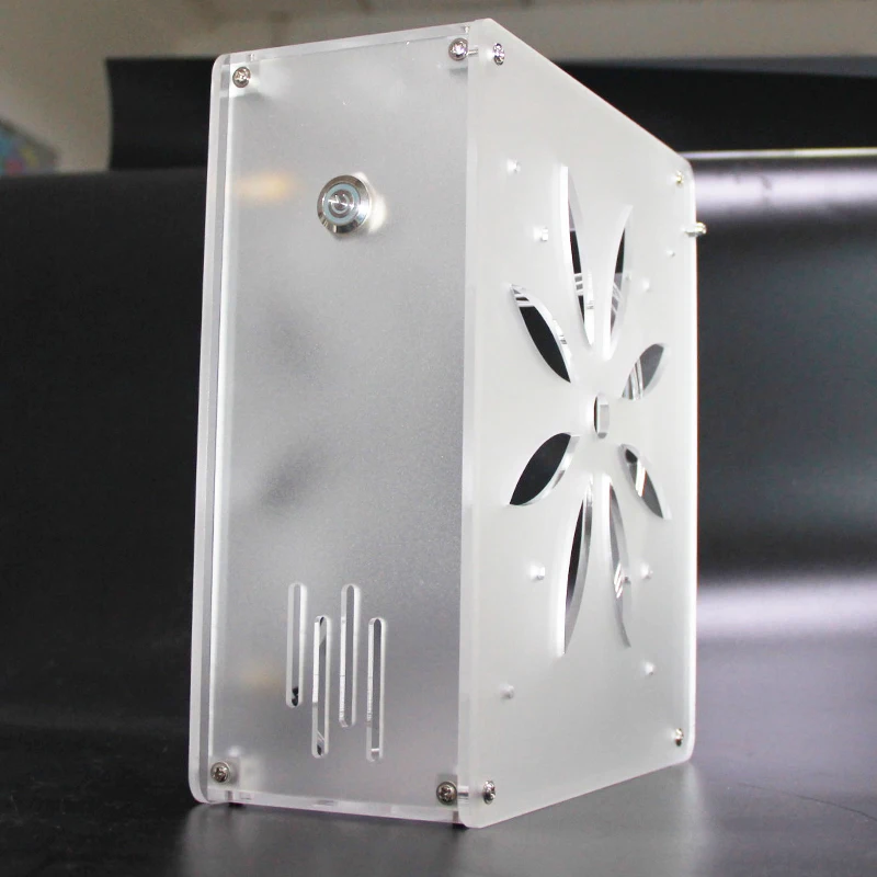 Mini itx computer case Acrylic frosted transparent chassis Personalized key cap switch design supports Graphics network card