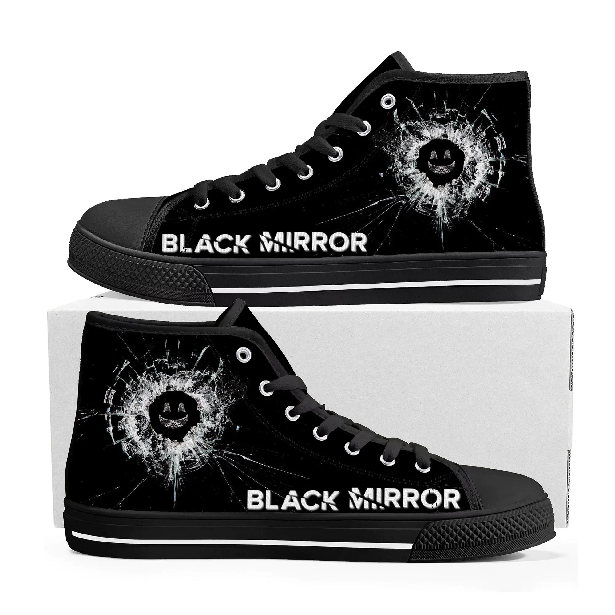 Black Mirror High Top High Quality Sneakers Mens Womens Teenager Canvas Sneaker Casual Custom Made Shoes Customize DIY Shoe
