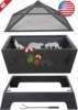 26 inch Fire Pits for Outside Square Firepit Wood Burning Fireplace Heavy Duty Steel Patio Bowl with Screen Waterproof Cover 1