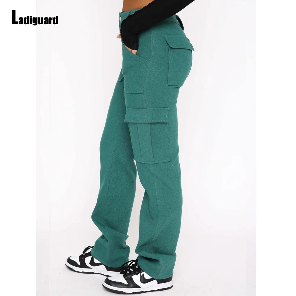 Ladiguard High Waist Jeans Denim Pants Women's Straight Leg Pants Vaqueros Mujer 2023 Female Vintage Multi-pocket Jean Wear