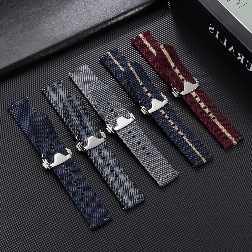 Ersatz-Armband Premium Segeltuch-Uhrenarmband 20mm Canvas-Nylon-Uhrenband für Omega mit Schnellverschluss-Faltschließe – Detail 4