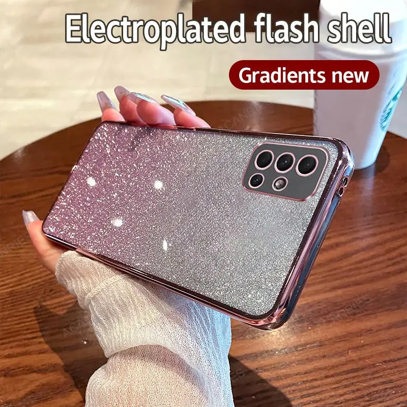 Étui De Luxe À Paillettes Pour Samsung Galaxy, Coque Arrière En Placage De Silicone Nickel É, A 31 21S 03S 51 71 A51 A71 4G A31 A21S A03S A03 A04