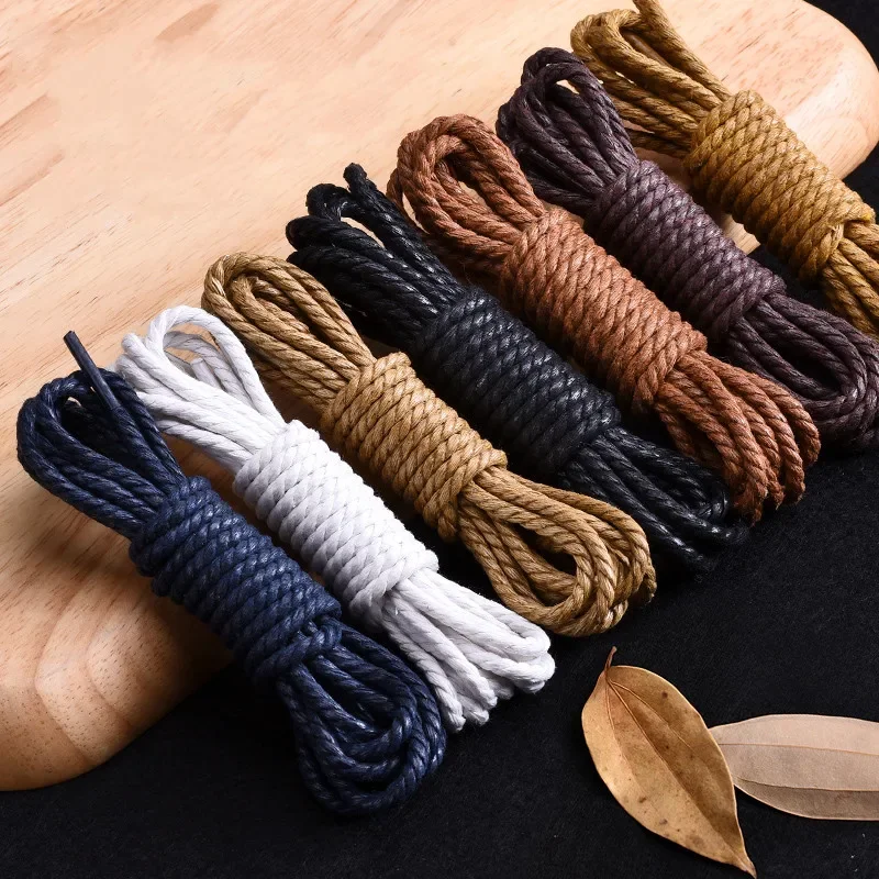 1Pair Shoelce Casual Leather Shoelaces Waxed Round Shoe Laces Shoestring Boots Sport Shoes Cord Rope 60/90/120/150CM Accesories