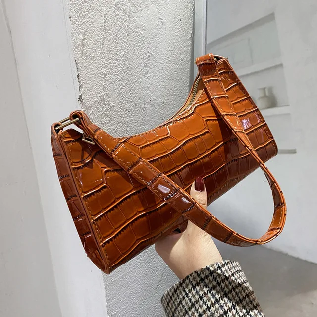 Crocodile Pattern PU Leather Handbag Female Shoulder Bag Fashion Ladies Armpit Bag Retro Casual Women Tote Small Clutch Dropship 