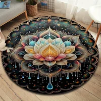 Lotus Flower Round Carpets Living Room Dining Room Area Rugs Bedroom Bedside Footmat Chair Mat Bathroom Toilet Non-slip Floormat 1