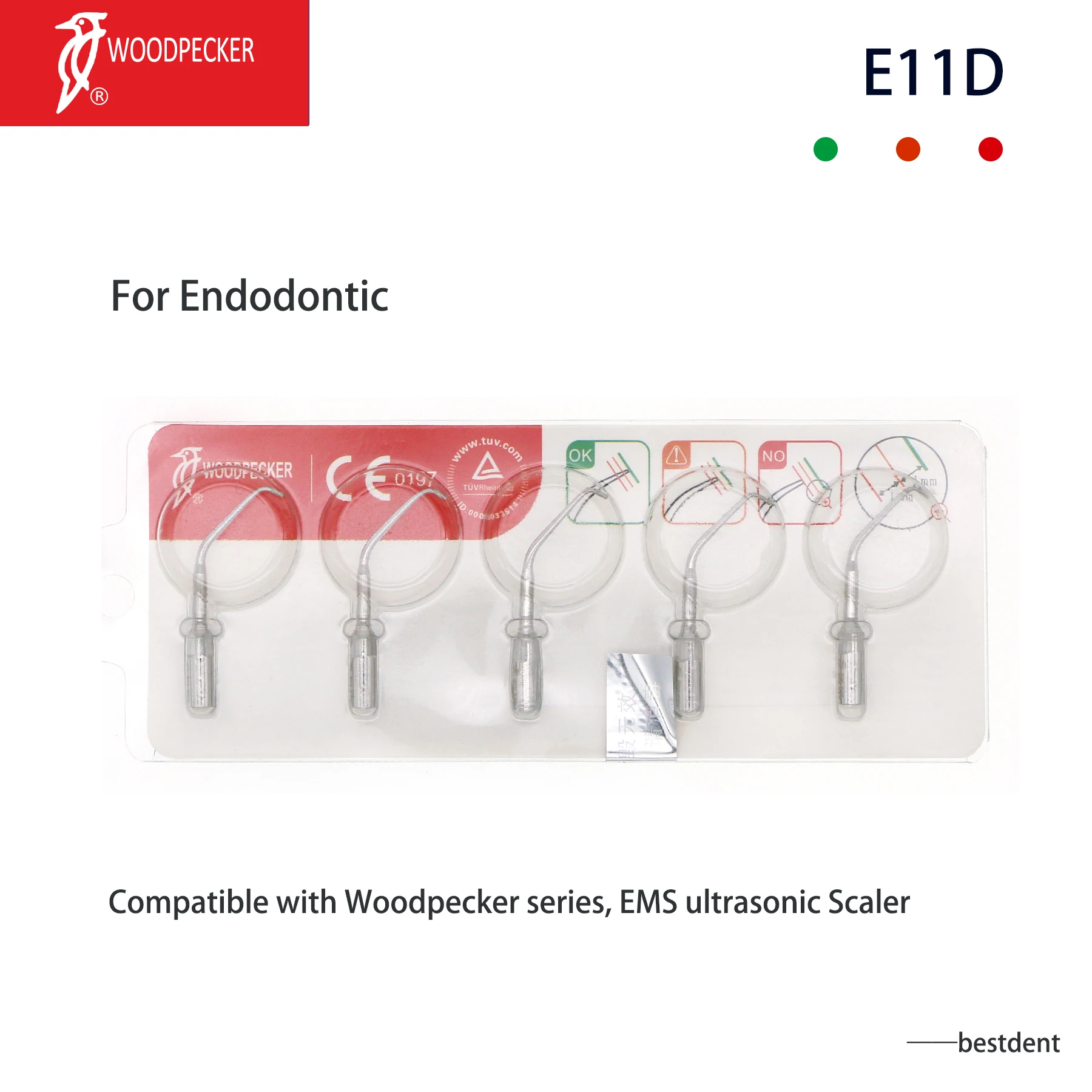 

Woodpecker Dental Endo Tips Fit EMS UDS Ultrasonic Scaler Handpiece E11D