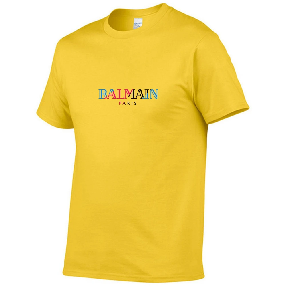 BALMAIN2023 Summer Men's T-shirt 100% Cotton Colorful Logo Printed Round Neck Short Sleeve Daily Casual Unisex T-shirt AliExpress