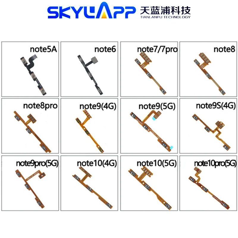 

CellPhone Switch Flat Cable For Xiaomi Redmi Note 6 7 8 9 10 Pro 9S 4G 5G Mobile Phone Power / Volume ON/OFF Buttons Flex Ribbon