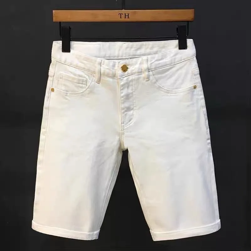 

2023 Spring/Summer New Classic Fashion White Printed Cotton Denim Shorts Men's Casual Loose Comfortable High Quality Pants 28-36