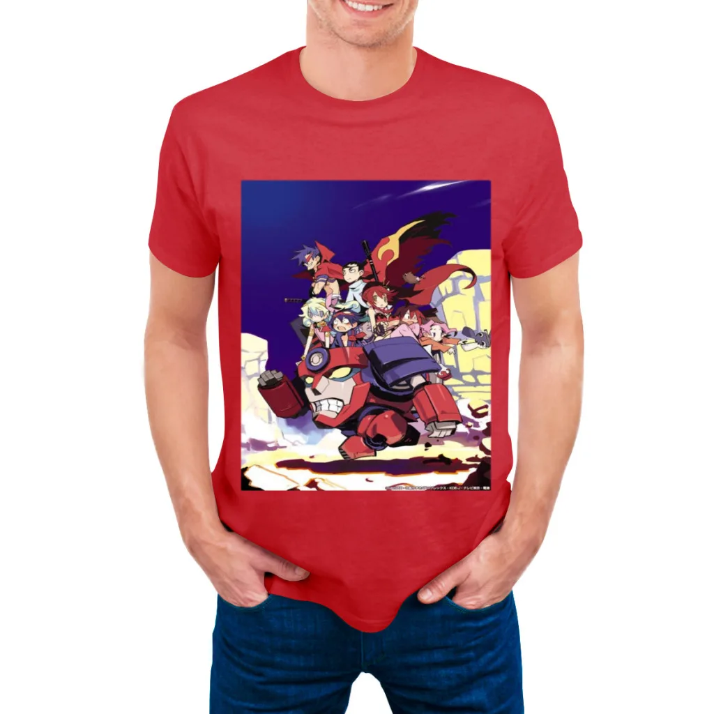 thumbnail image 1 of Camiseta Tengen Toppa Gurren-Lagann para hombre, camisetas de algodón de verano, camisetas de colores lisos, ropa de cuello redondo para hombre, 1 of 5