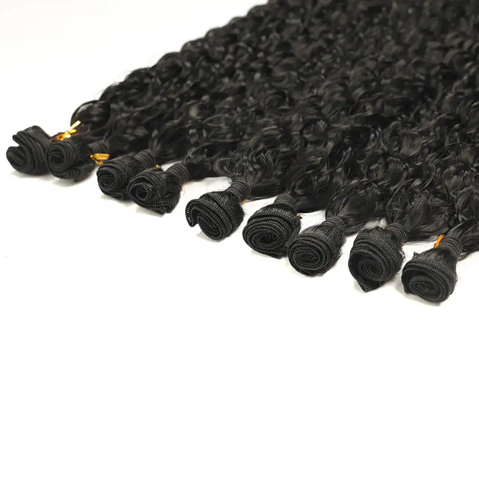 9PCS/Set Super Long Synthetic Kinky Curly Hair Extensions 300G Organic Fiber Water Wave Hair Weave Full End Bundle