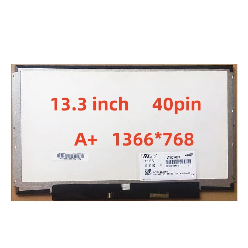 Tela Lcd de Polegadas 40 Pinos 1366*768 Ltn133at16 Lp133wh2 Tlf1 Tla2 B133xw03 V.4 B133xw01 V.0 V.1 N133bge-l31 Ltn133at20 13.
