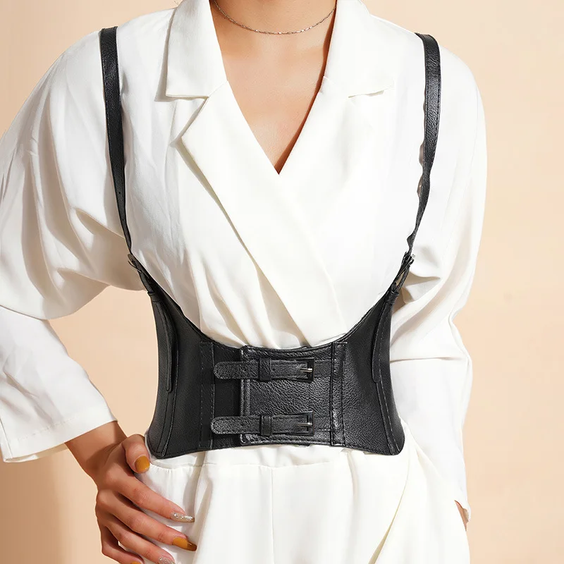 Corset gothique Punk en Faux cuir, ceinture pour femmes, Harajuku Cummerbund large, ceinture en PU pour robe Streetwear
