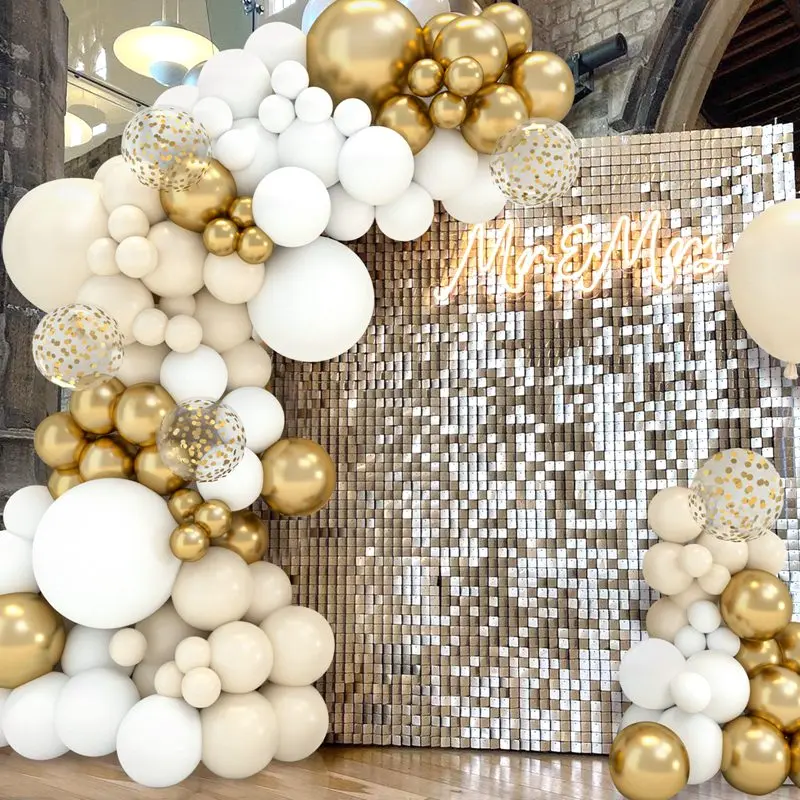 Description Picture 5 of itemWhite Sand Gold Balloons Garland Arch Kit Retro Beige White Balloons Wedding Decor Birthday Baby Shower Party Backdrop Globos