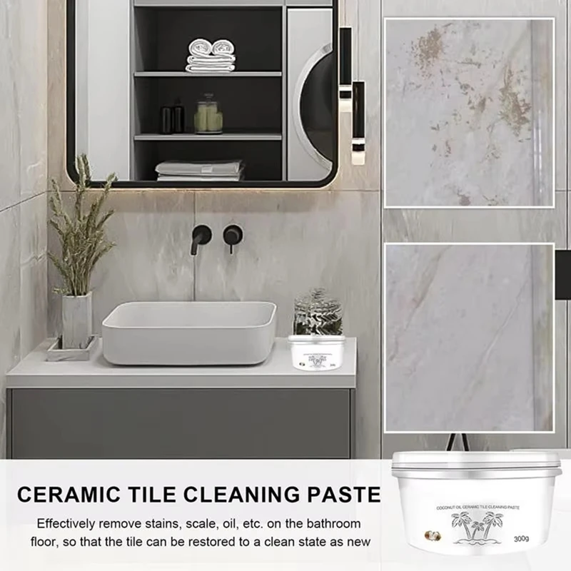 ABDJ-Polishing Tile Cleaner 300G Plant Oil Cleaning Paste For Bathroom Tile Shower Cleaner Stains Removal Multi-Functional