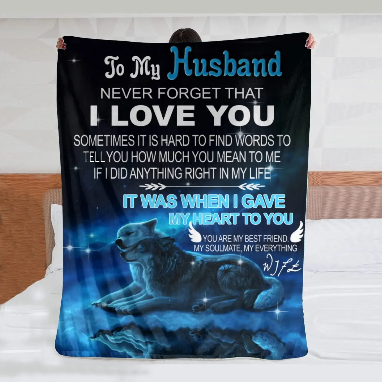 To My Wife Theme Flannel Throw Blanket Gifts From Husband Romantic  with Gift Her  Birthday Happy Anniversary Valentines Day