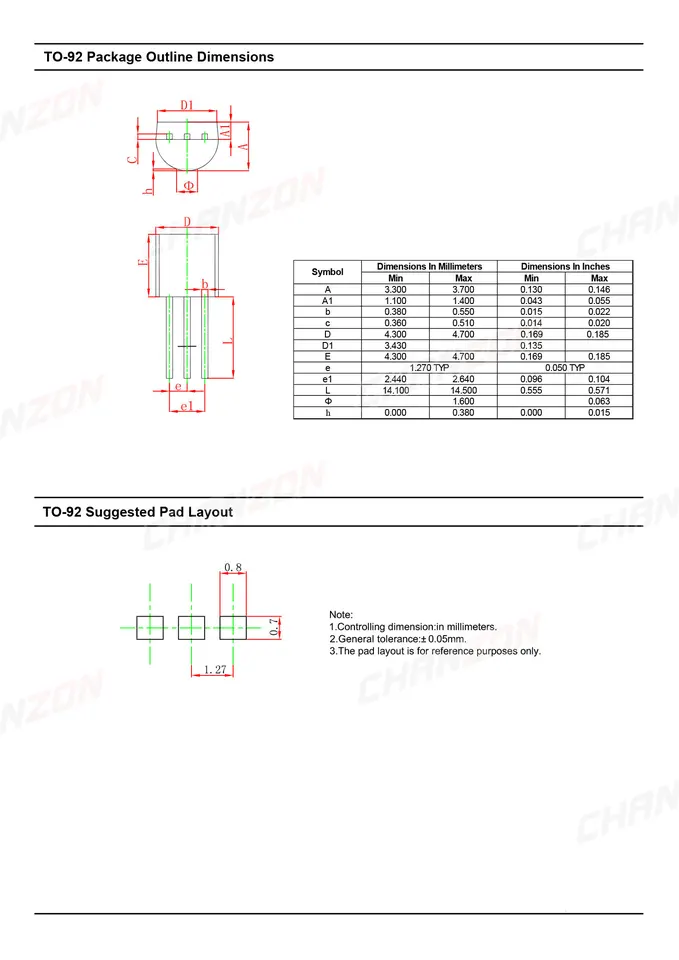 Chanzon 2SC3355 NPN Transistor – TO-92 Pack Of 50pcs, High-Frequency Amplifier - View #9